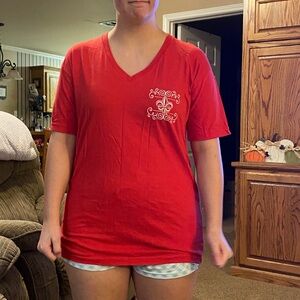 University of Louisiana at Lafayette Red V-Neck Short Sleeve Tee